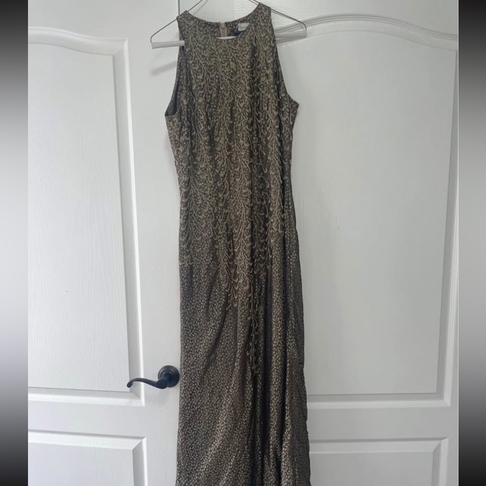 Carmen Marc Valvo Brown Tan Asymmetrical Ruched Cocktail Gown